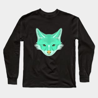 cyan coyote face cartoon Long Sleeve T-Shirt